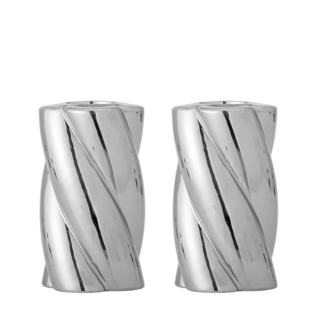 82072457 - Silvia Candle Holder, Silver, Stoneware STOCK: 111
