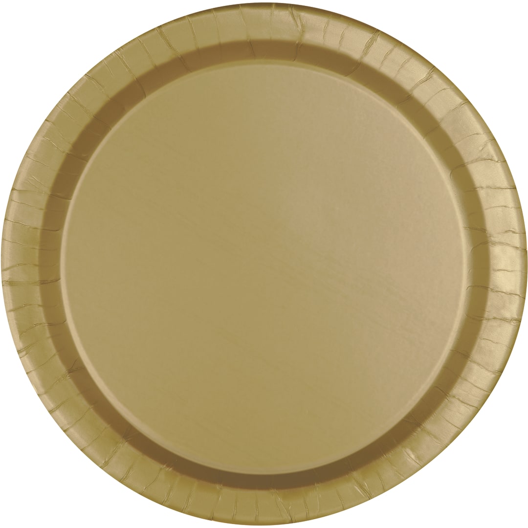 Gold Solid Round 10" Dinner Plates, 20ct