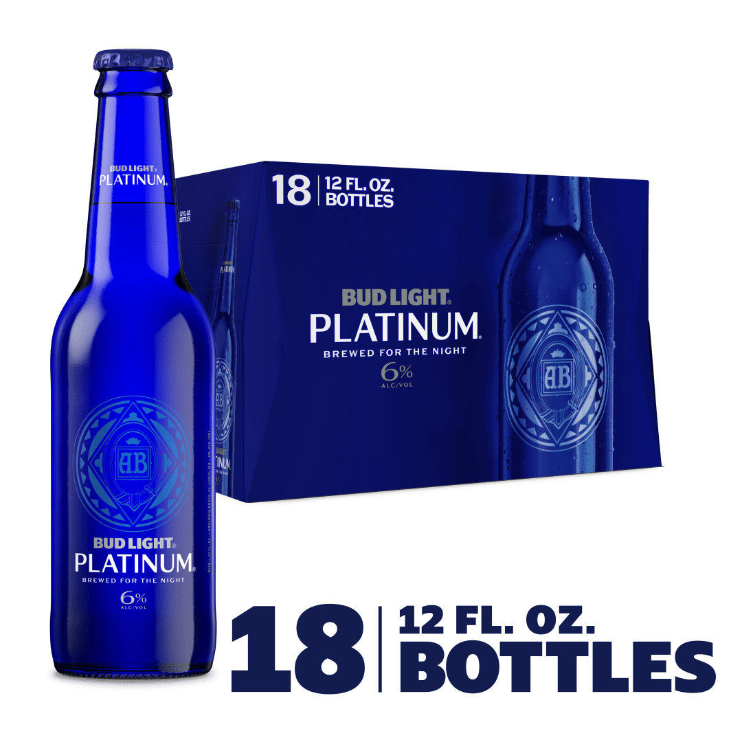 Bud Light Platinum Beer, 18 Pack Beer, 12 FL OZ Bottles