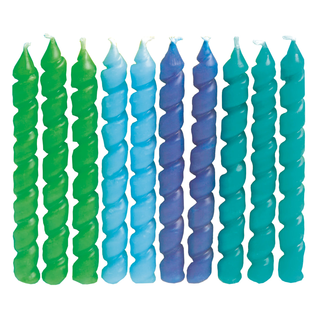 Assorted Blue & Green Spiral 3" Birthday Candles, 10ct