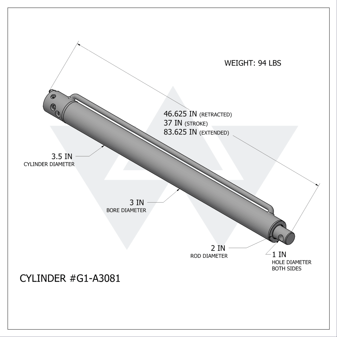 Galbreath™ Hydraulic Jib Cylinder (3" X 2" X 37")