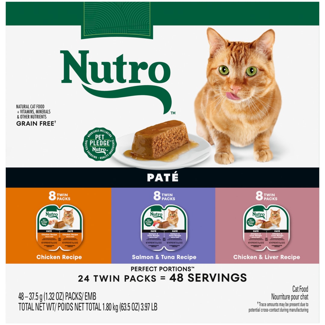 Nutro Wet Cat Food Pate MultiPack: Salmon & Tuna; Chicken & Liver and Chicken; (24) 2.64 oz. Trays