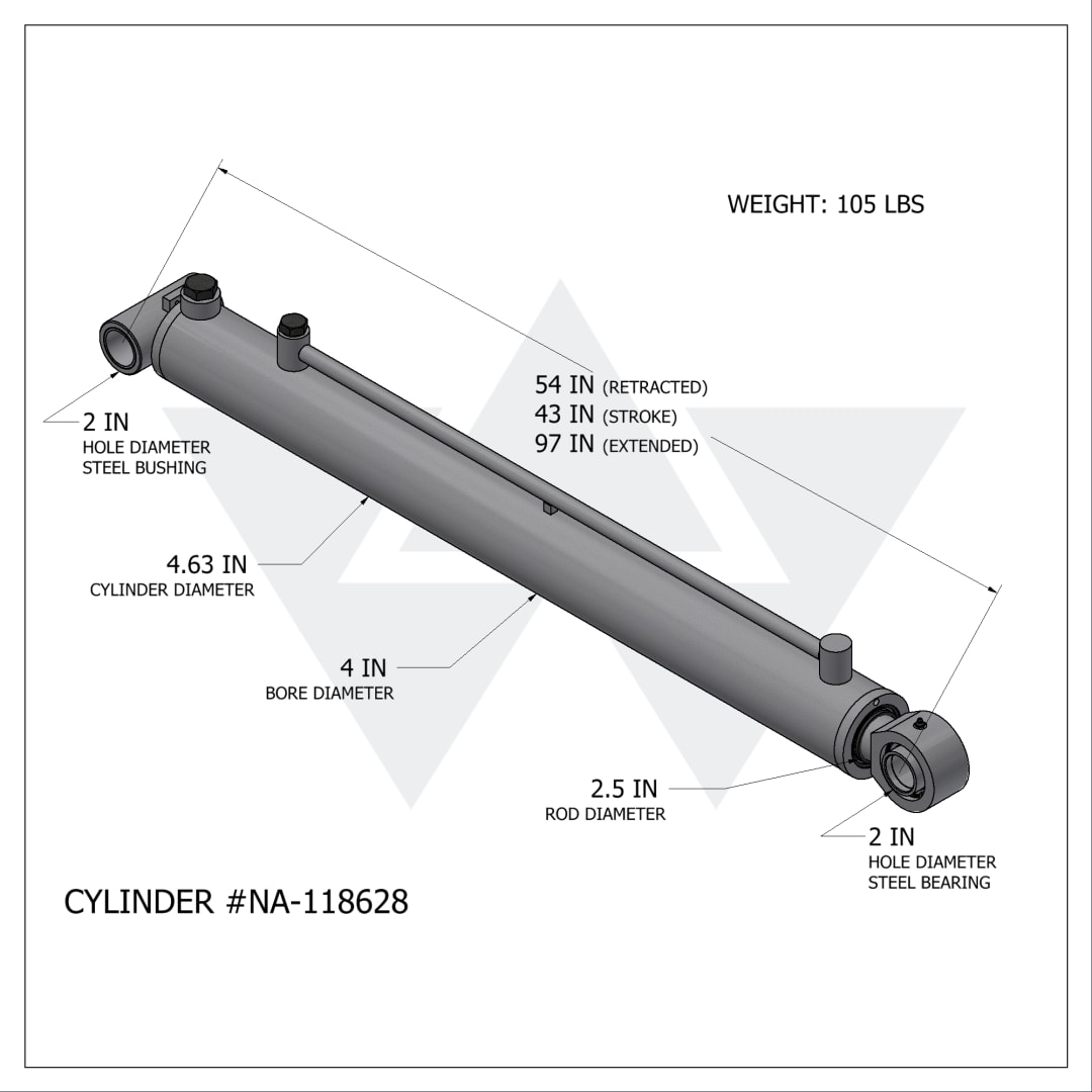 Wastebuilt® Replacement for New Way Sidewinder Automated Side Loader Packer Cylinder (4" X 2.5" X 43")