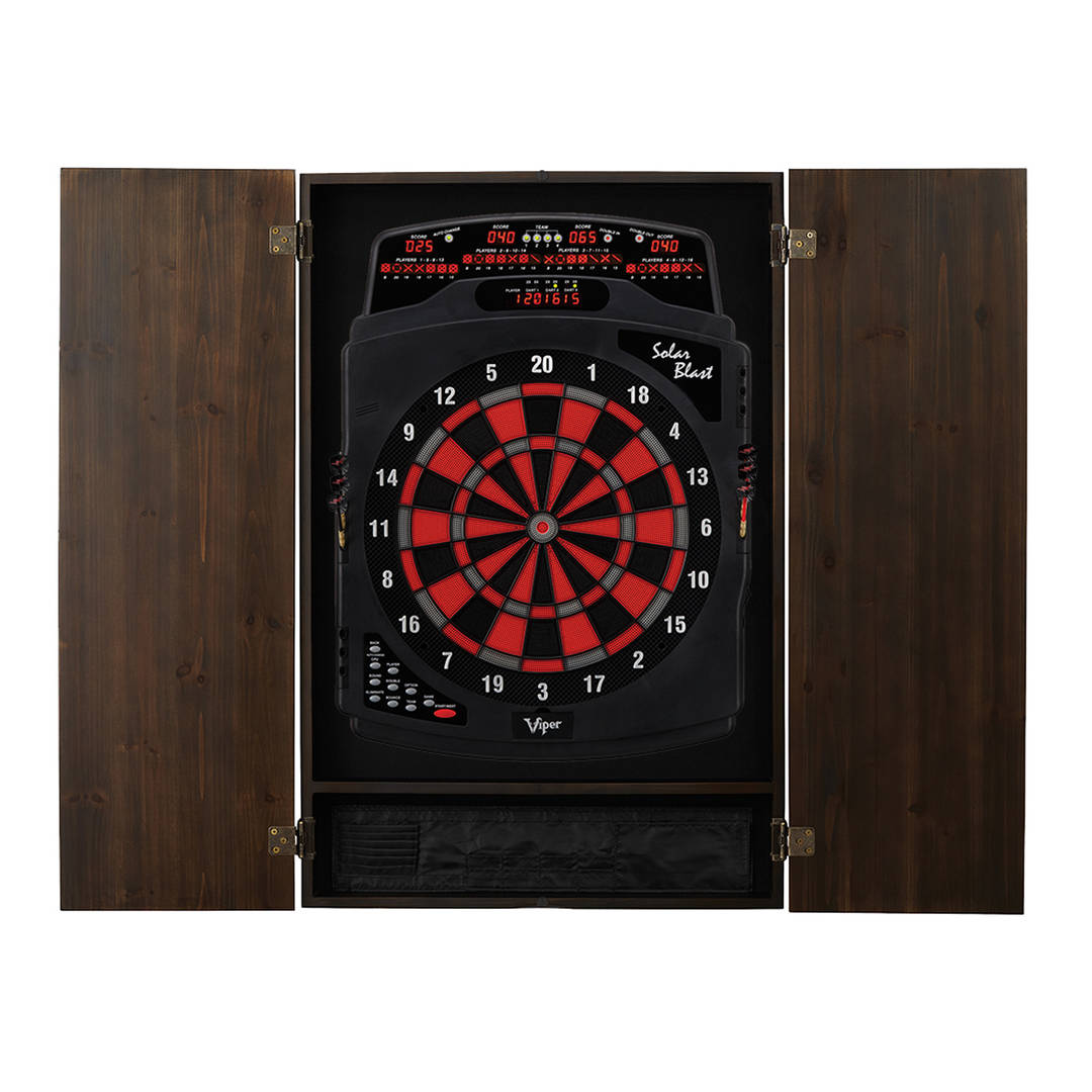 Viper Metropolitan Espresso Soft Tip Dartboard Cabinet and Viper Solar Blast Electronic Dartboard