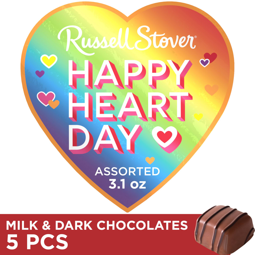 RUSSELL STOVER Valentine's Day Tween Heart Assorted Milk & Dark Chocolate Candy Gift Box, 3.1 oz.