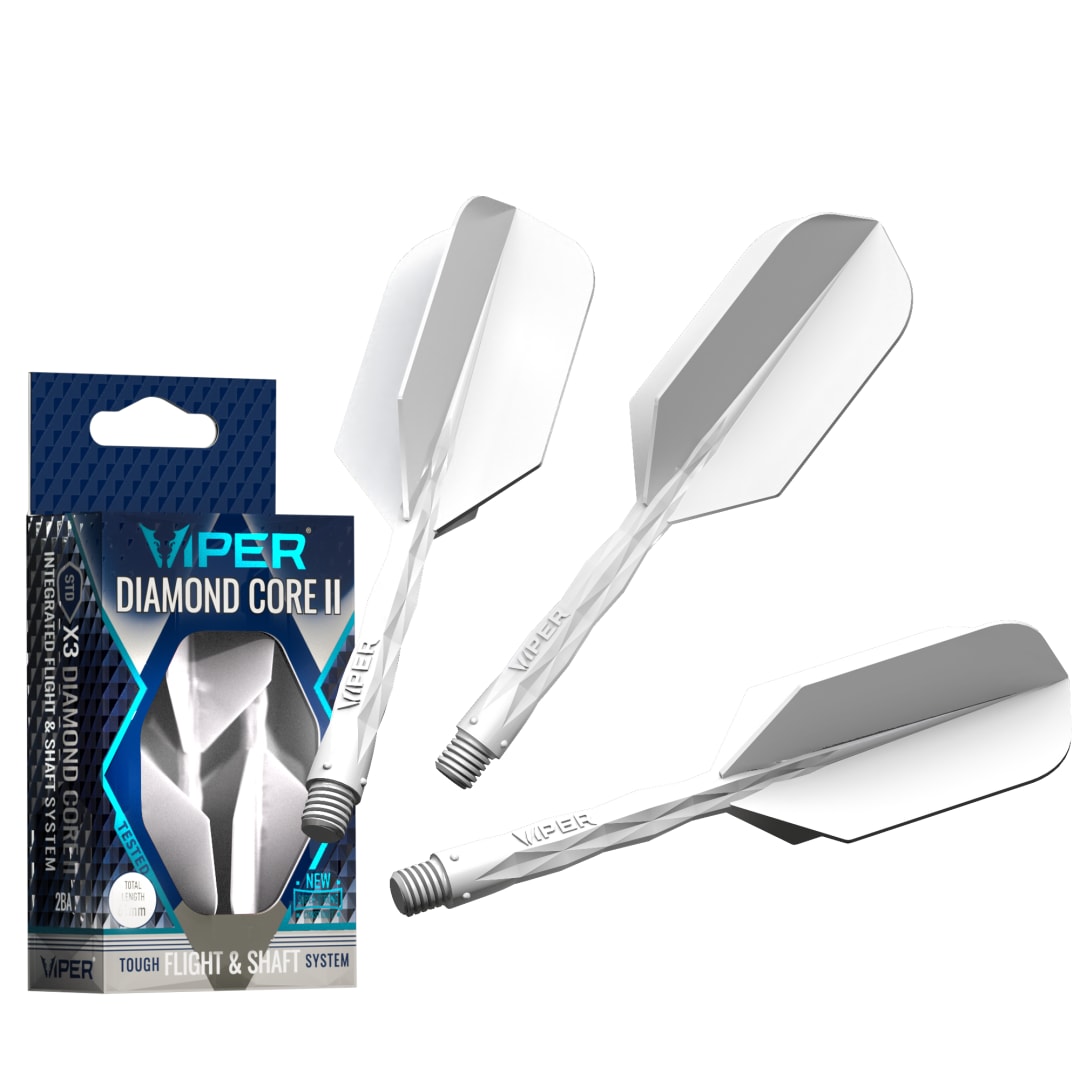Viper Diamond Core II Integrated Dart Flight & Shaft System - Medium Shaft, Slim Flight - White