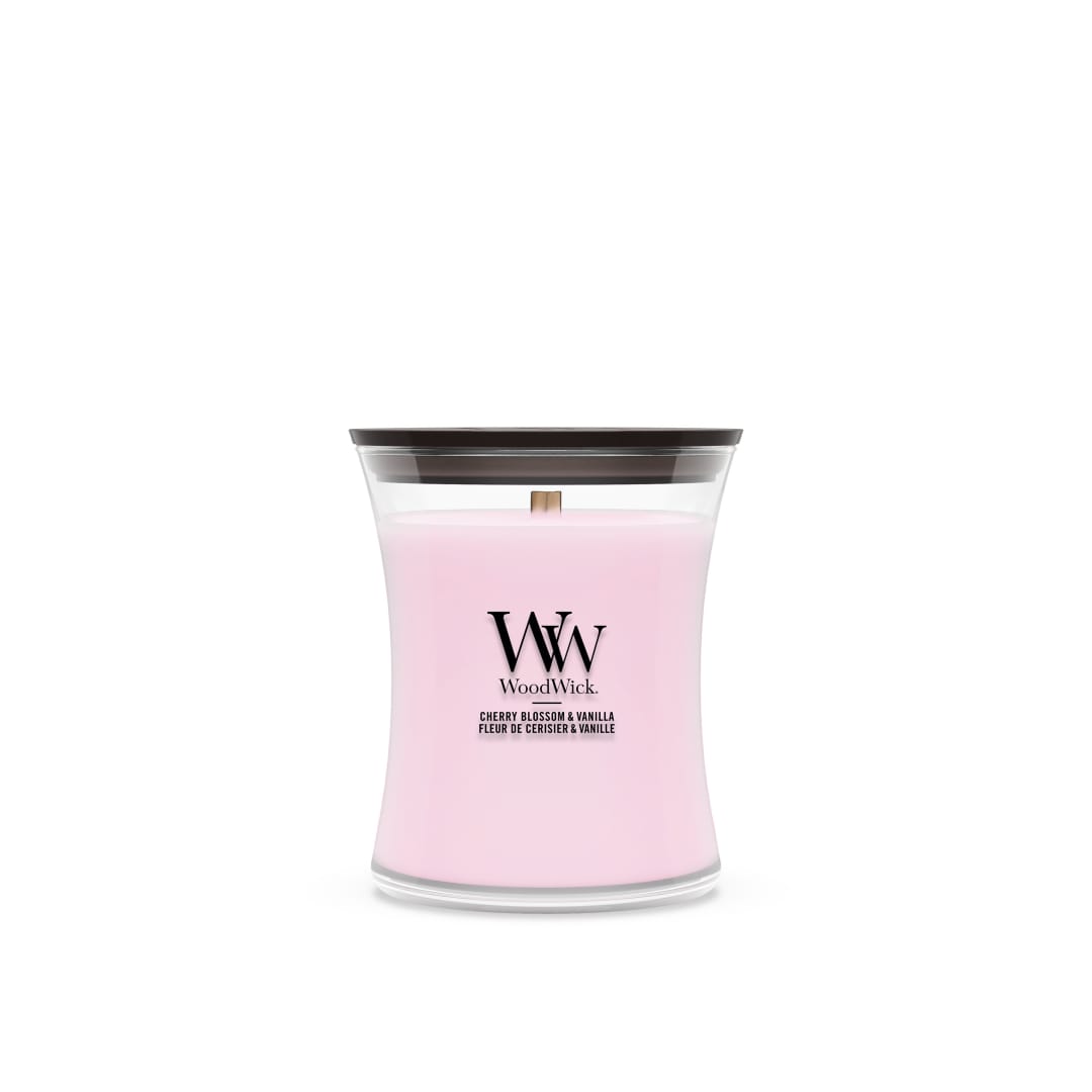 WoodWick Vela perfumada | Vela de tamaño mediano en forma de reloj de arena | Cherry Blossom & Vanilla | Regalos perfectos para mujeres