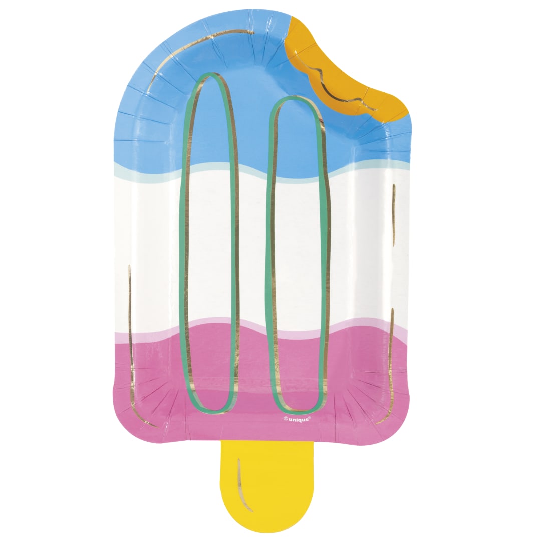 Vacay Mode Ice-Pop-Shaped 9" Dinner Plates, 8ct - Foil Board