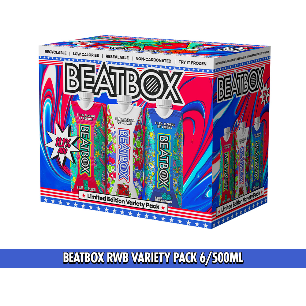 BeatBox Red, White, and Blue Party Punch Cocktail,11.1% ABV, Variety 6/500ml