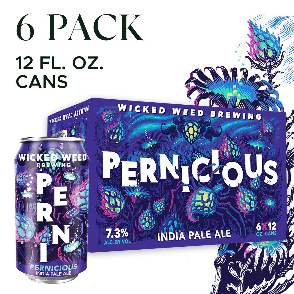 Wicked Weed Brewing India Pale Ale Pernicious Beer 6 - 12 fl oz Cans