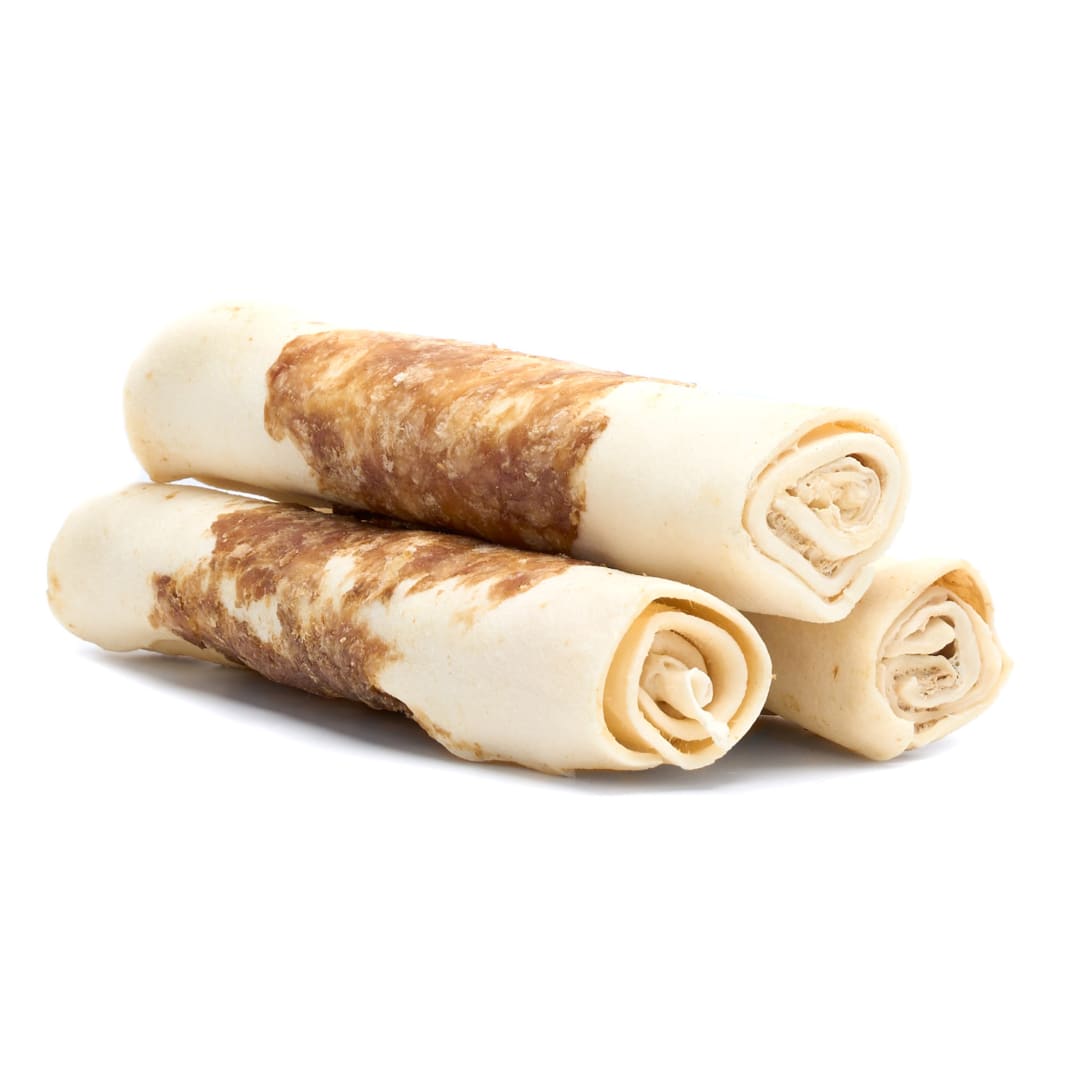 Treatly Combo Chews Beefhide Rolls Dog Chew Treats, Meat Wrap, Beef Meat, 3 Pack