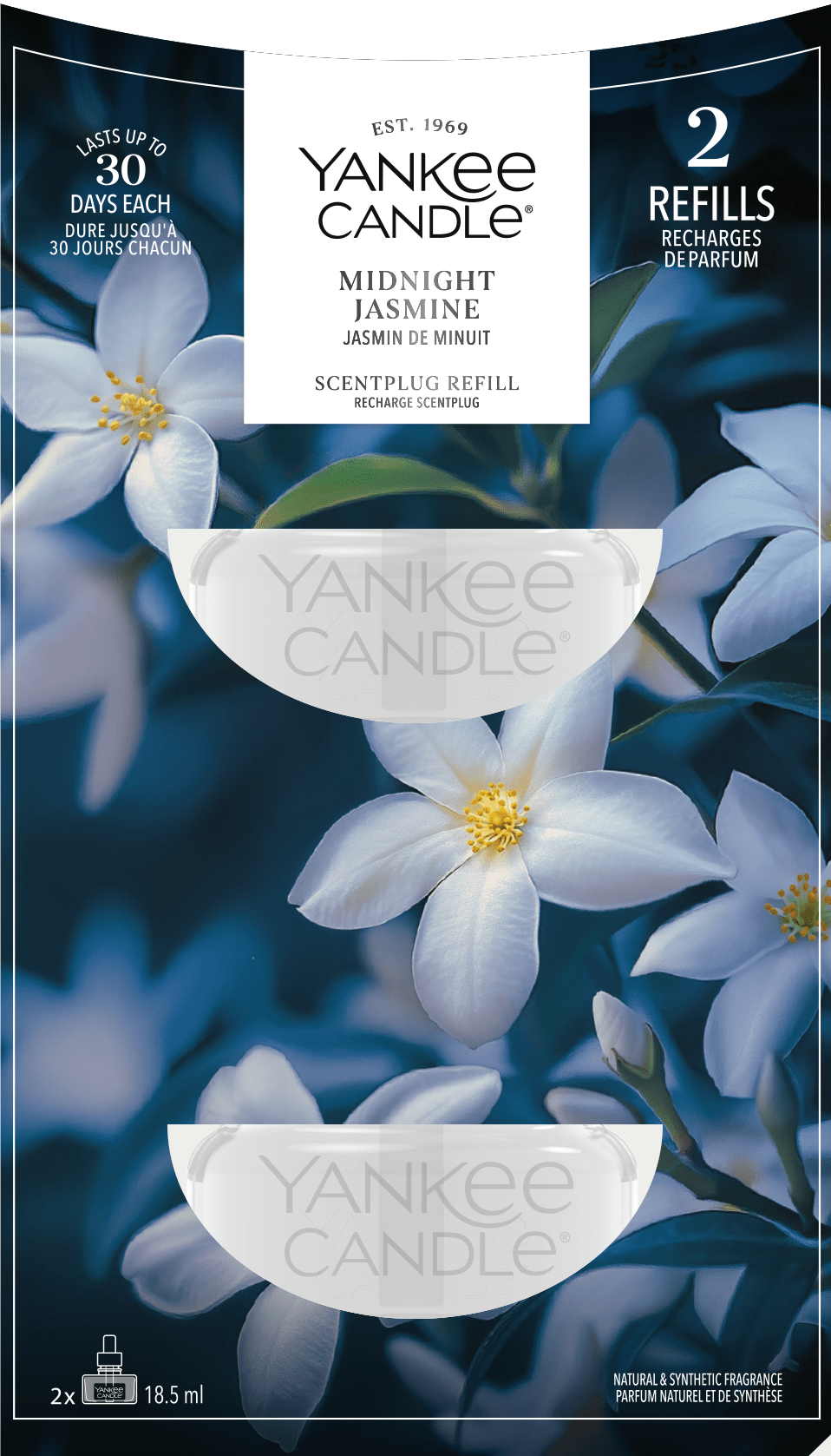 Yankee Candle Recambio para ambientador Scent Plug | Midnight Jasmine | Para espacios pequeños y medianos | Fragancia duradera