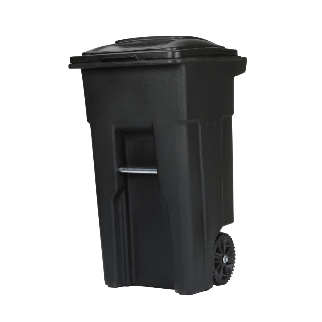 32 Gal. Trash Can Black with Wheels and Lid