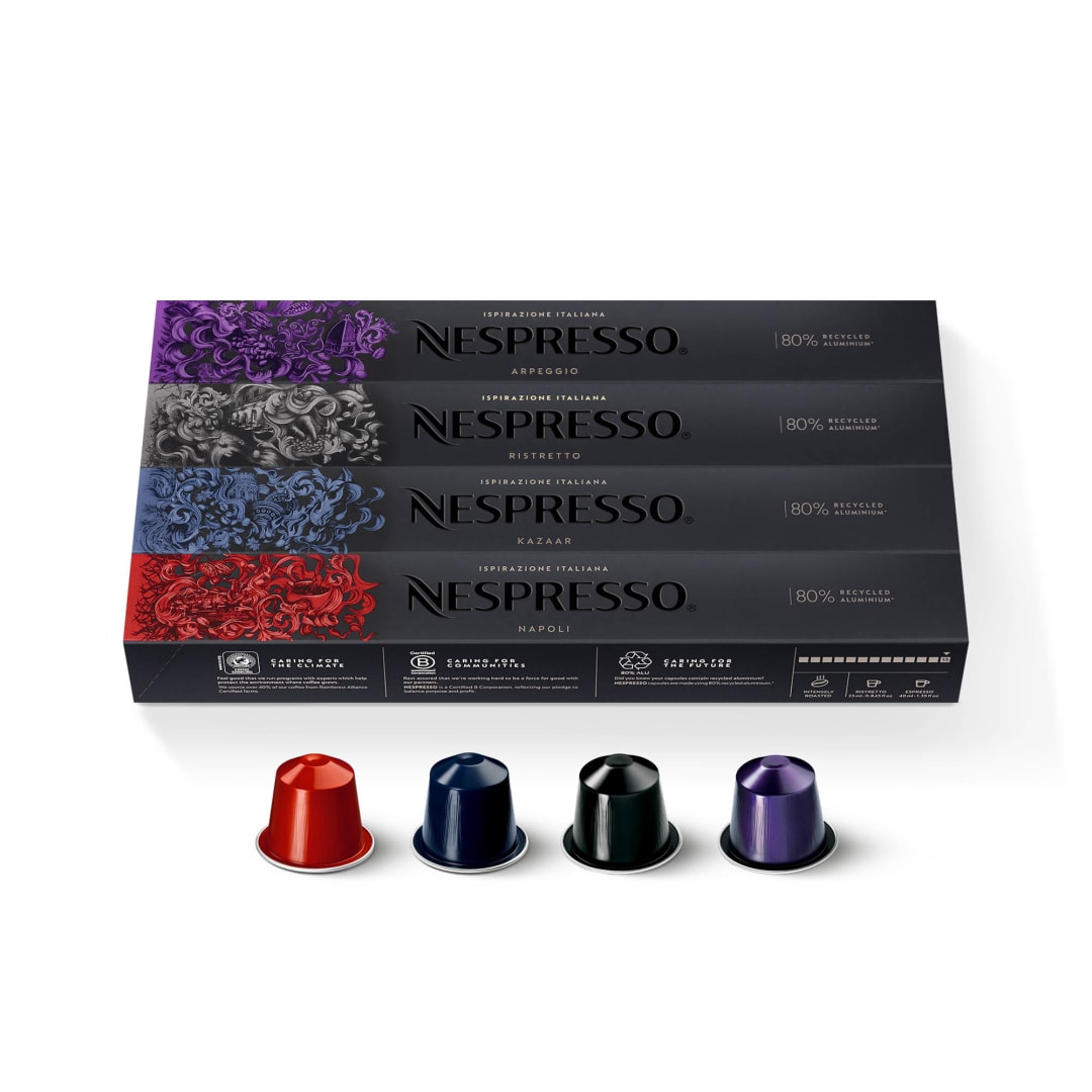Nespresso Capsules Original, Dark Roast Variety Pack Espresso Coffee, 40-Count Espresso Coffee Pods, Brews 1.35oz