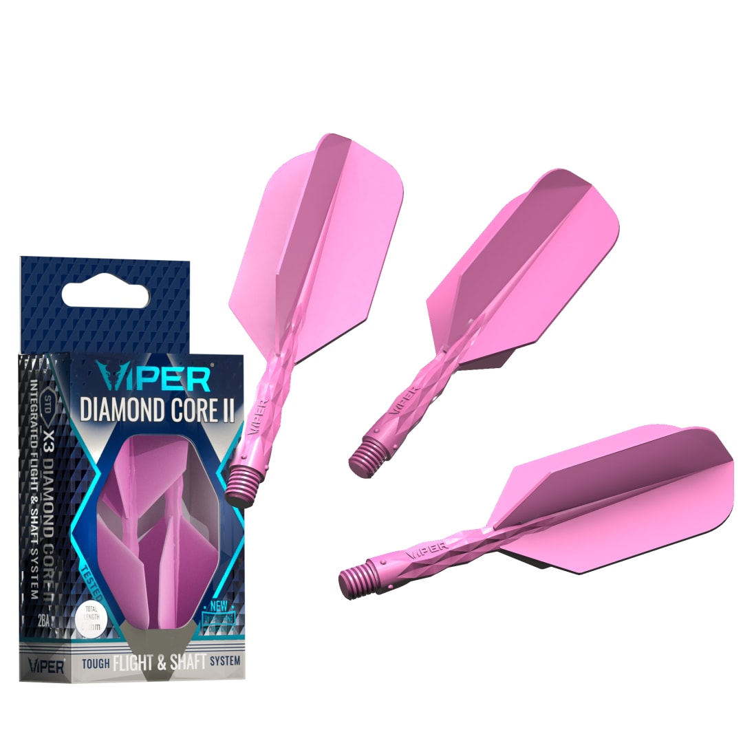 Viper Diamond Core II Integrated Dart Flight & Shaft System - Short Shaft, Slim Flight - Neon Pink
