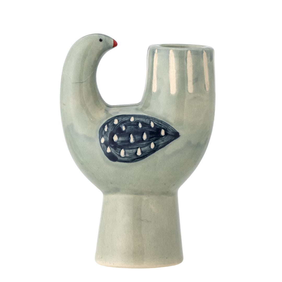 82060864 - Trudy Candle Holder, Blue, Stoneware STOCK: 300