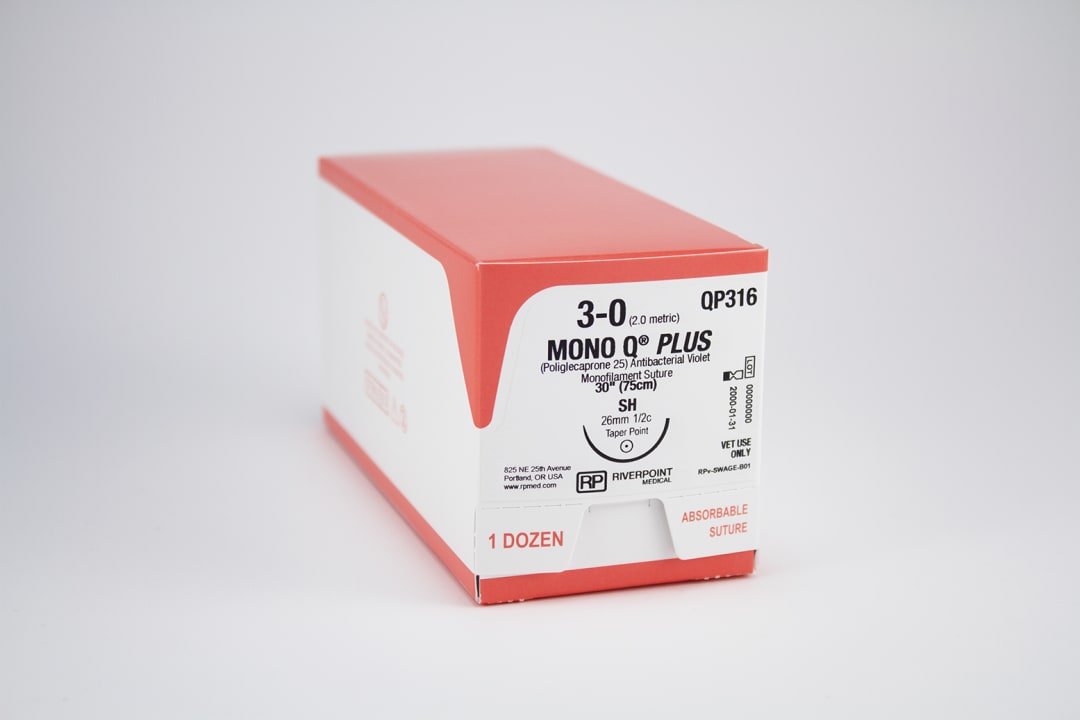 Mono Q Plus Antibacterial PGCL Suture, USP 3-0 with 26mm SH Taper Point 1/2 Circle Needle, Violet, 75cm, Sterile
