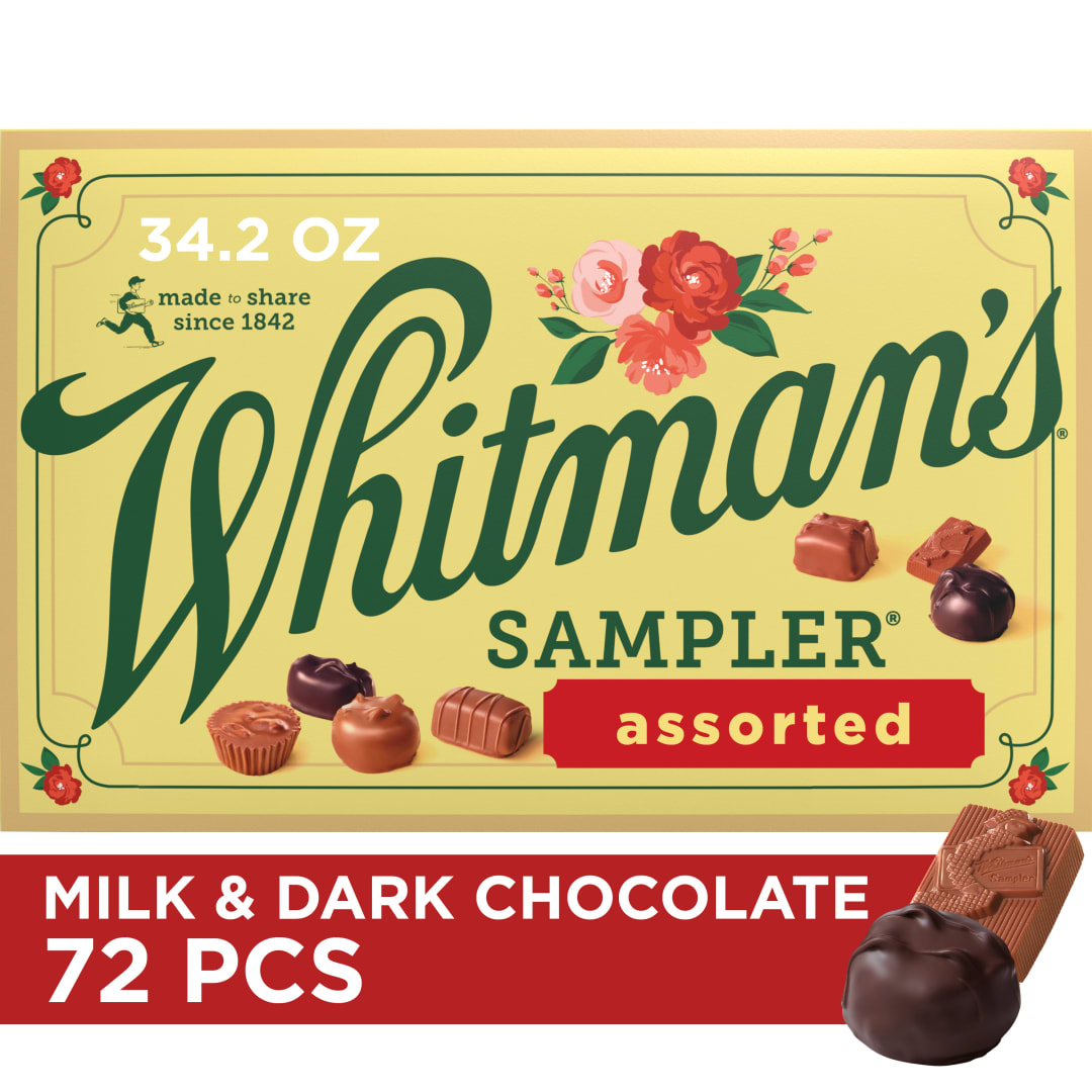 WHITMAN'S SAMPLER Christmas Assorted Milk & Dark Chocolate Candy Gift Box, 34.2 oz.