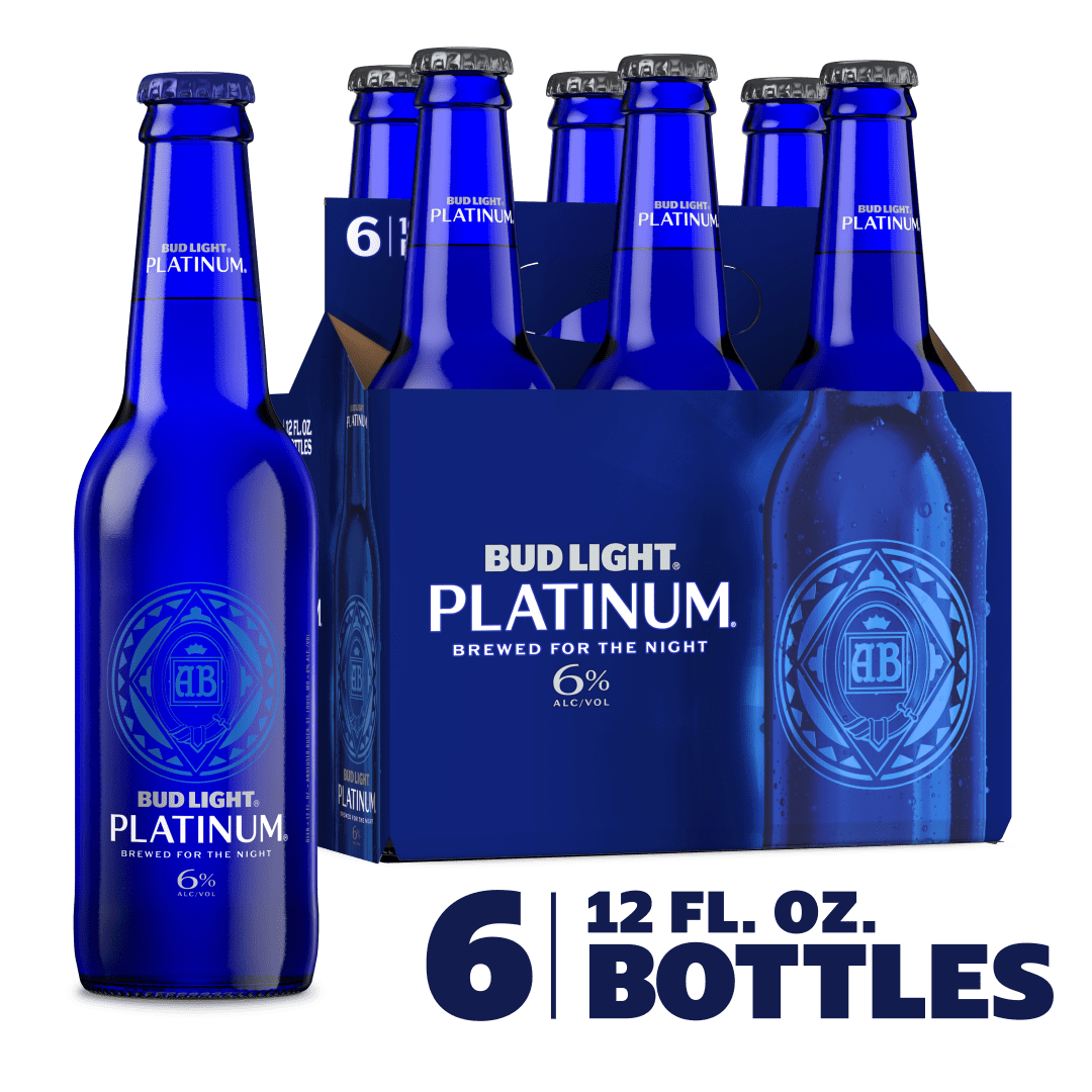 Bud Light Platinum Beer, 6 Pack Beer, 12 FL OZ Bottles, 6% ABV