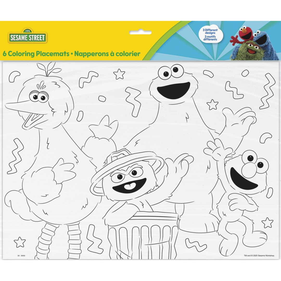 Sesame Street Coloring Paper Placemats, 6ct