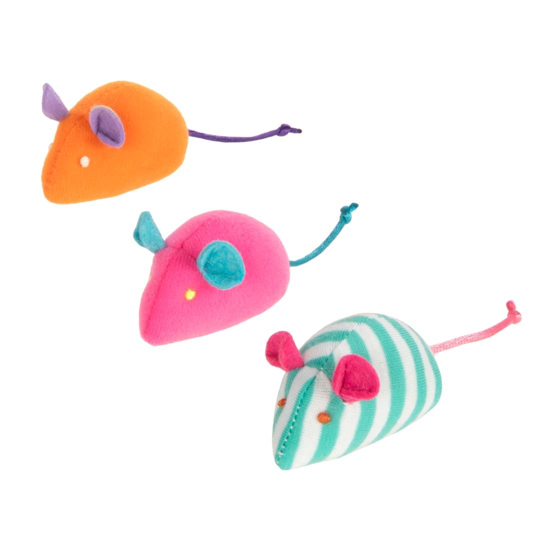 SmartyKat Catnip Mice Plush Mice Catnip Cat Toys, Assorted, Colors (3 Pack)