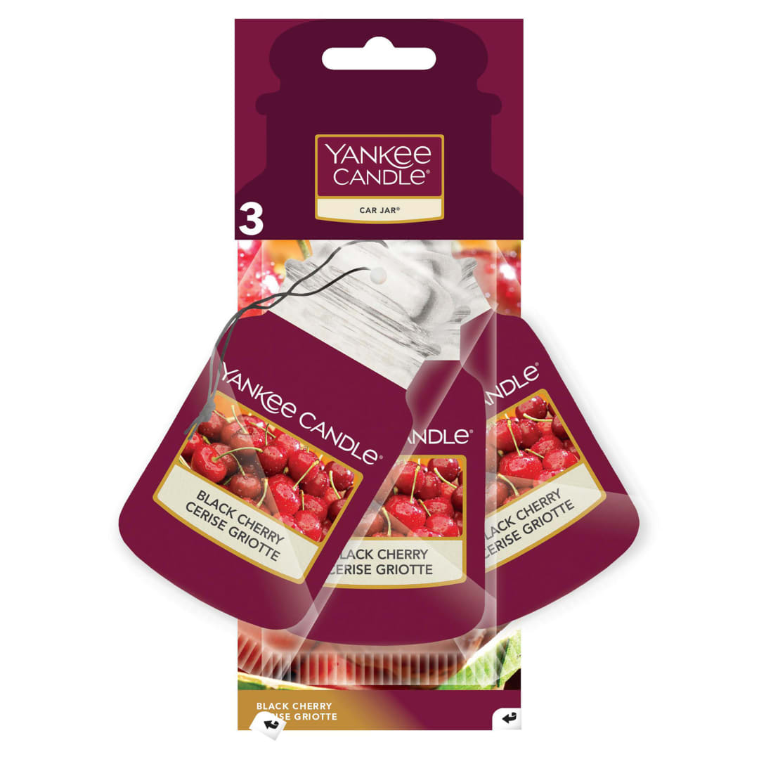 Yankee Candle Car Jar Ambientador perfumado para coche | Cereza negra | 3 unidades