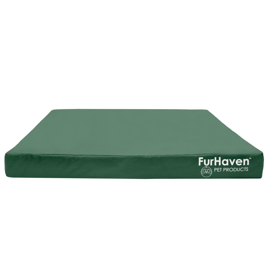 FurHaven Coated Oxford Indoor/Outdoor Deluxe Orthopedic Mattress Pet Bed, Forest, Jumbo Plus
