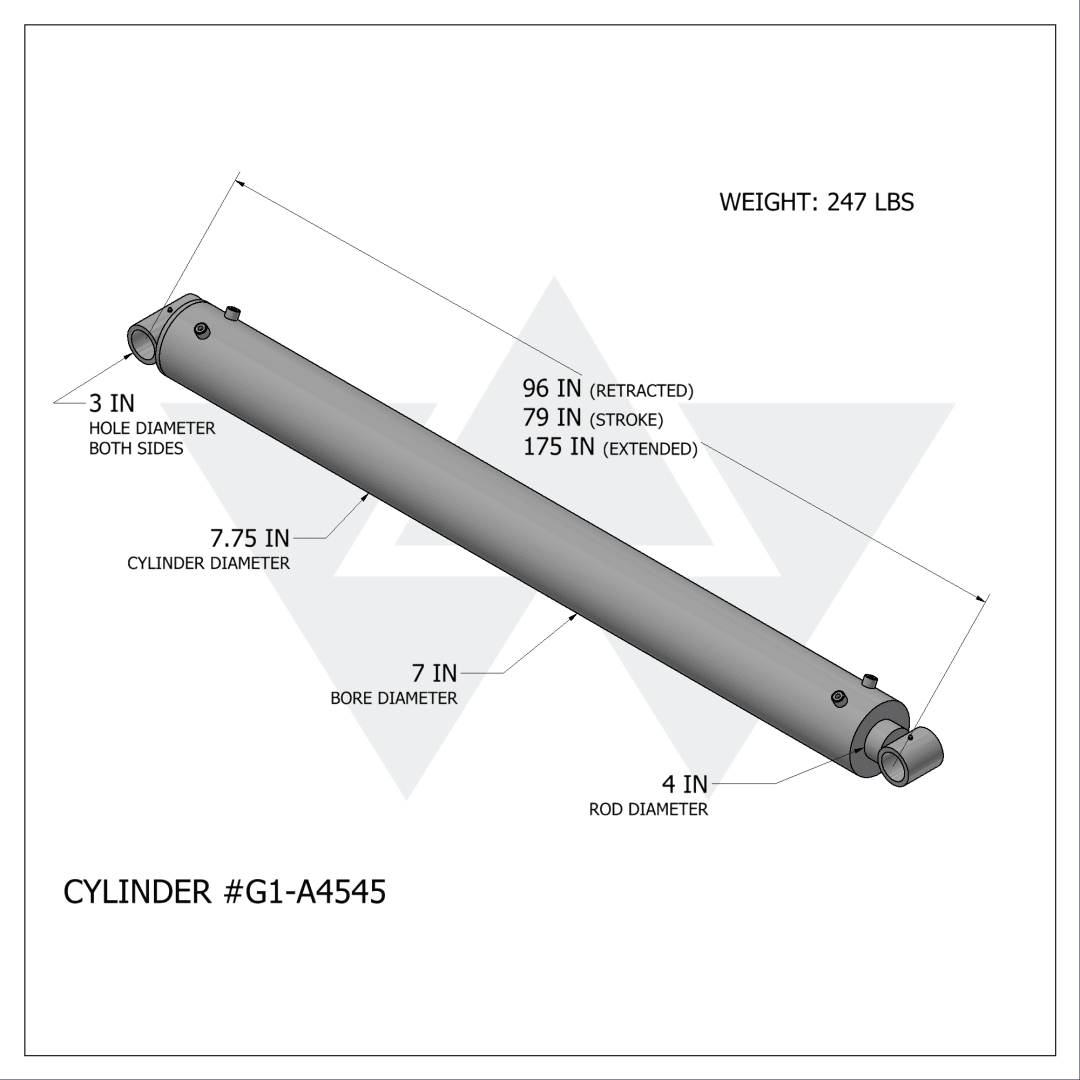 Galbreath™ Double Acting Winch Cylinder (7" X 4" X 79")