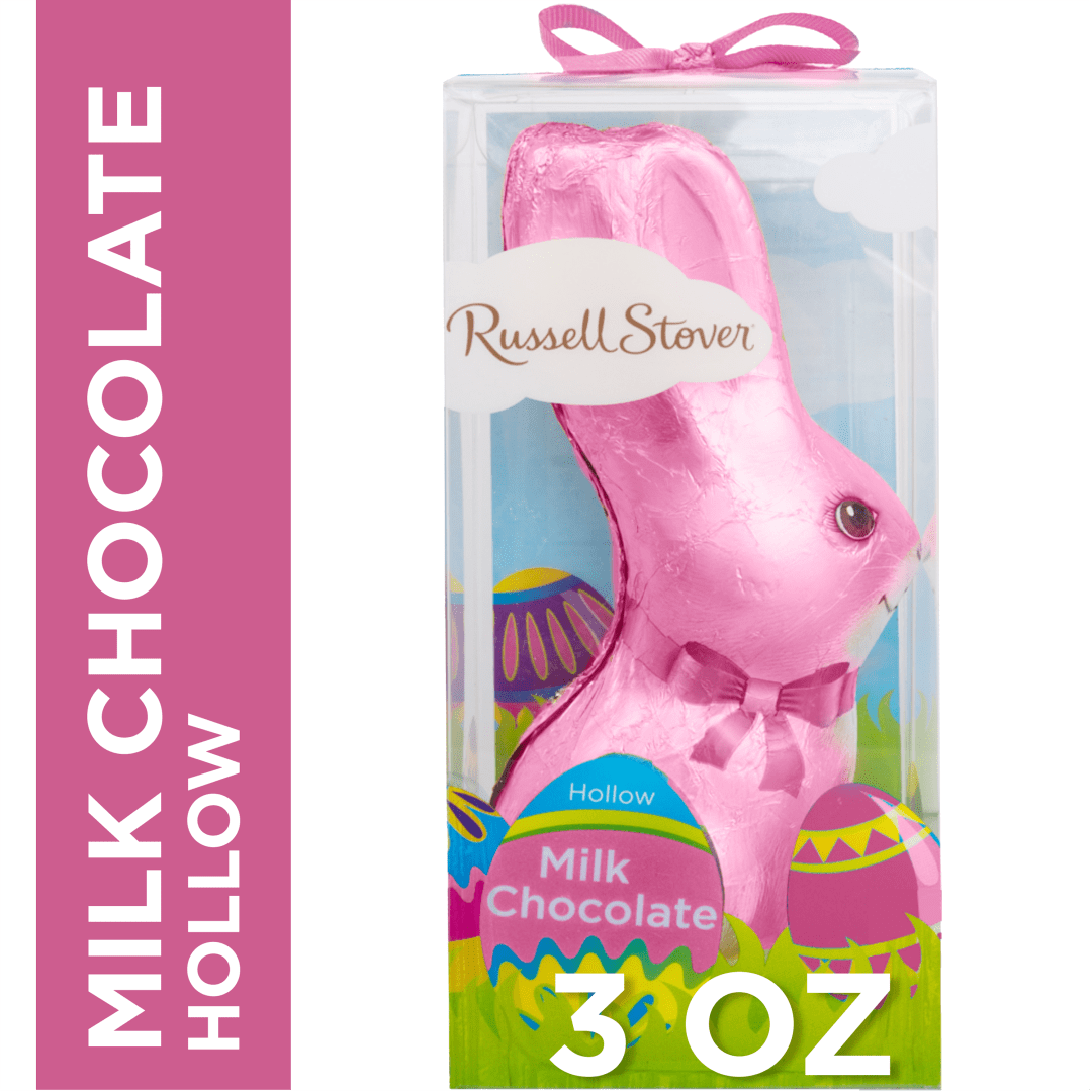 RUSSELL STOVER Easter Bunny Colorful Hollow Milk Chocolate Candy Rabbit, 3 oz.