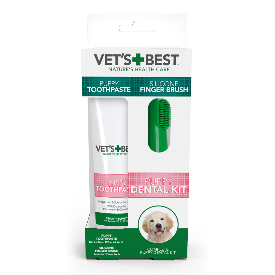 Vet's Best Puppy Dental Care Kit for Puppies - Finger Brush and Toothpaste