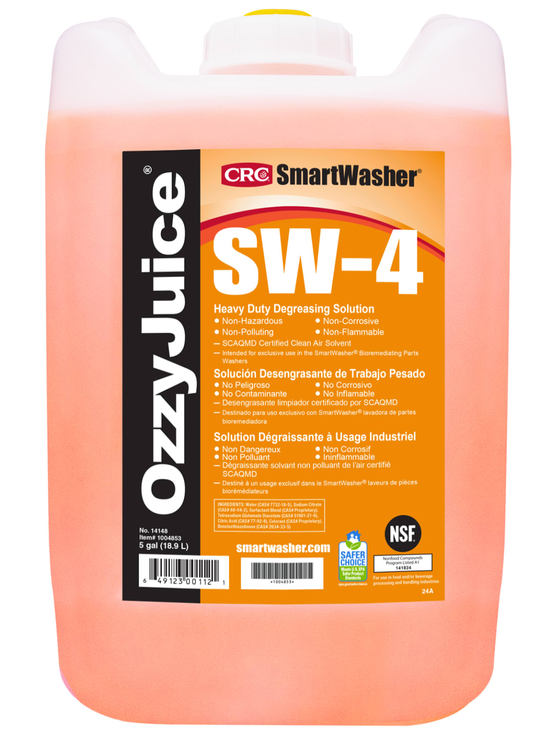 SmartWasher OzzyJuice SW-4 HD Degreasing Solution 1X5GL