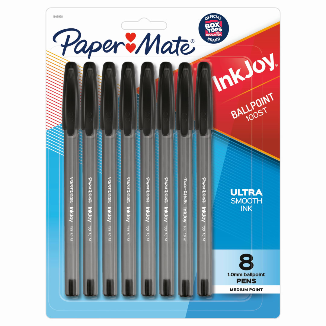 Paper Mate® InkJoy® 100ST Ballpoint Pens, Medium Point, Black, 8 Pack