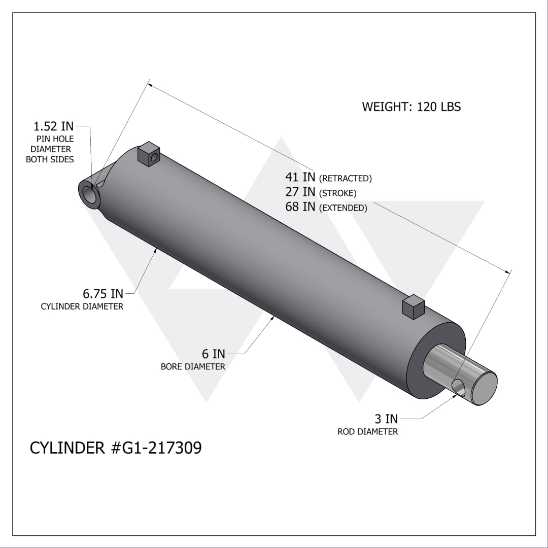 Galbreath™ Double Acting Lift Cylinder (6" X 3" X 27")