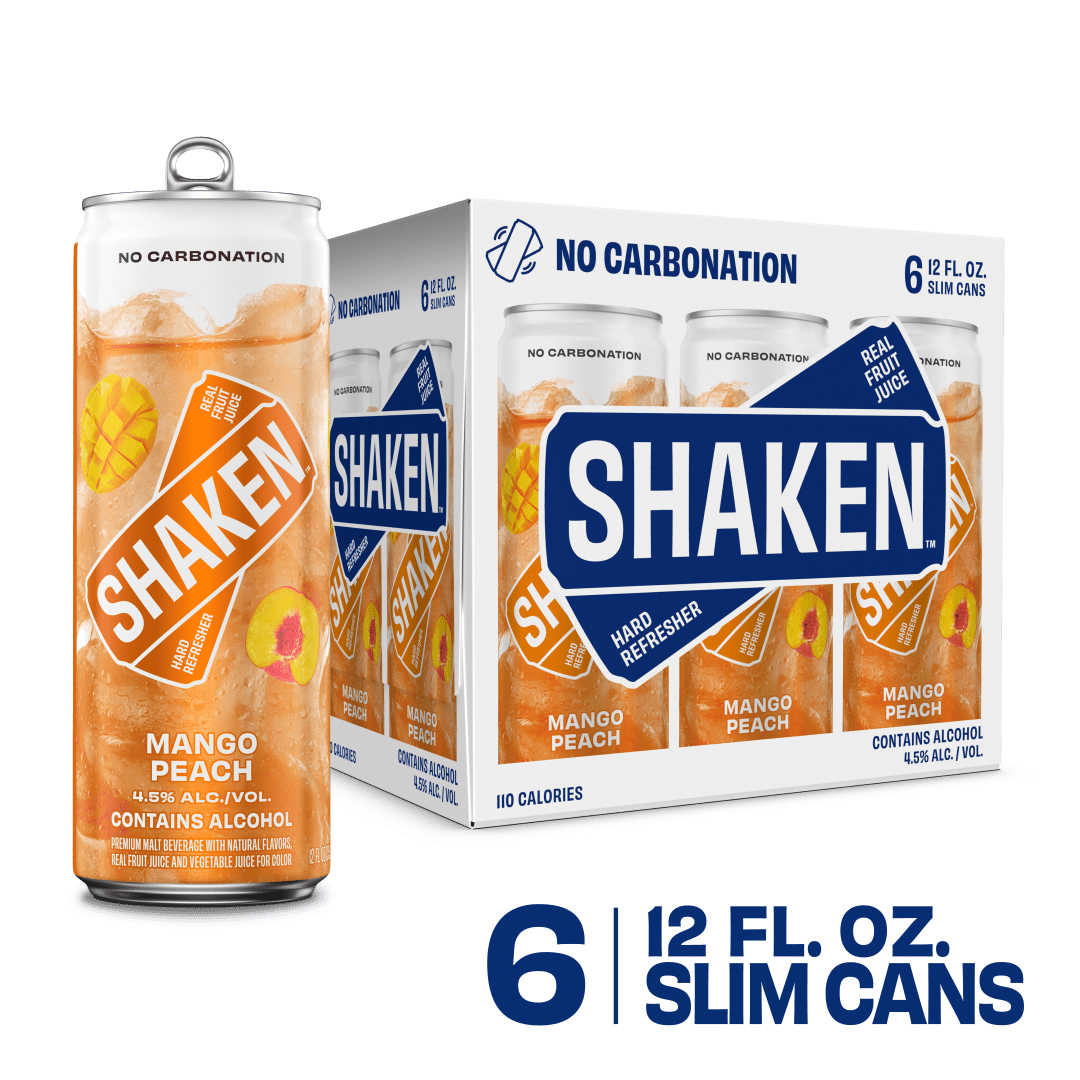 Shaken Mango Peach Premium Malt Beverage 6 - 12 fl oz Slim Cans