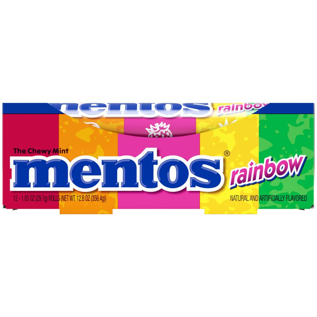 Mentos Chewy Mints Rainbow 11 pc Single Rolls - 12 Pack