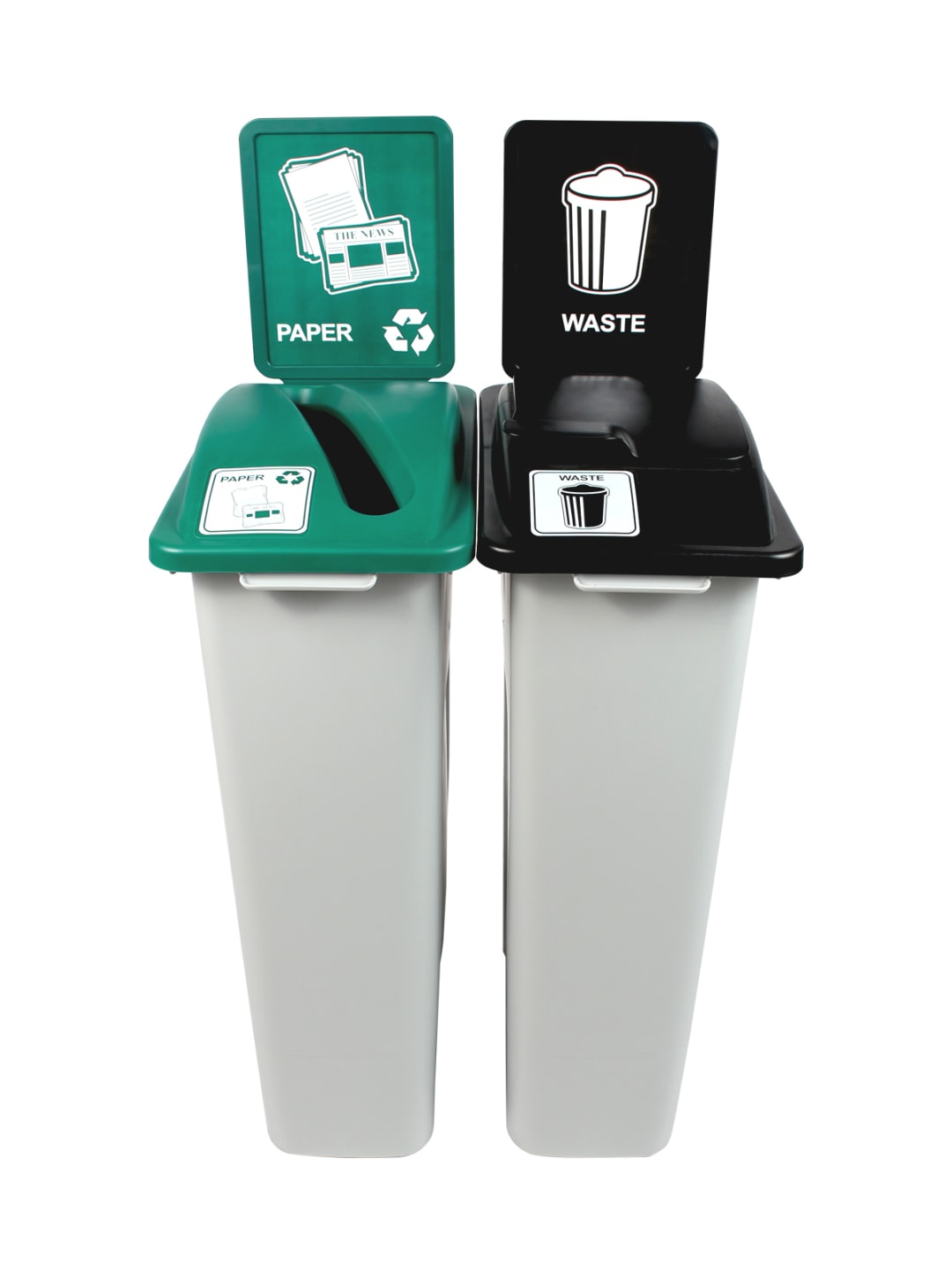 WASTE WATCHER - Double - Kit - Paper-Waste - Slot-Solid Lift - Grey-Green-Black