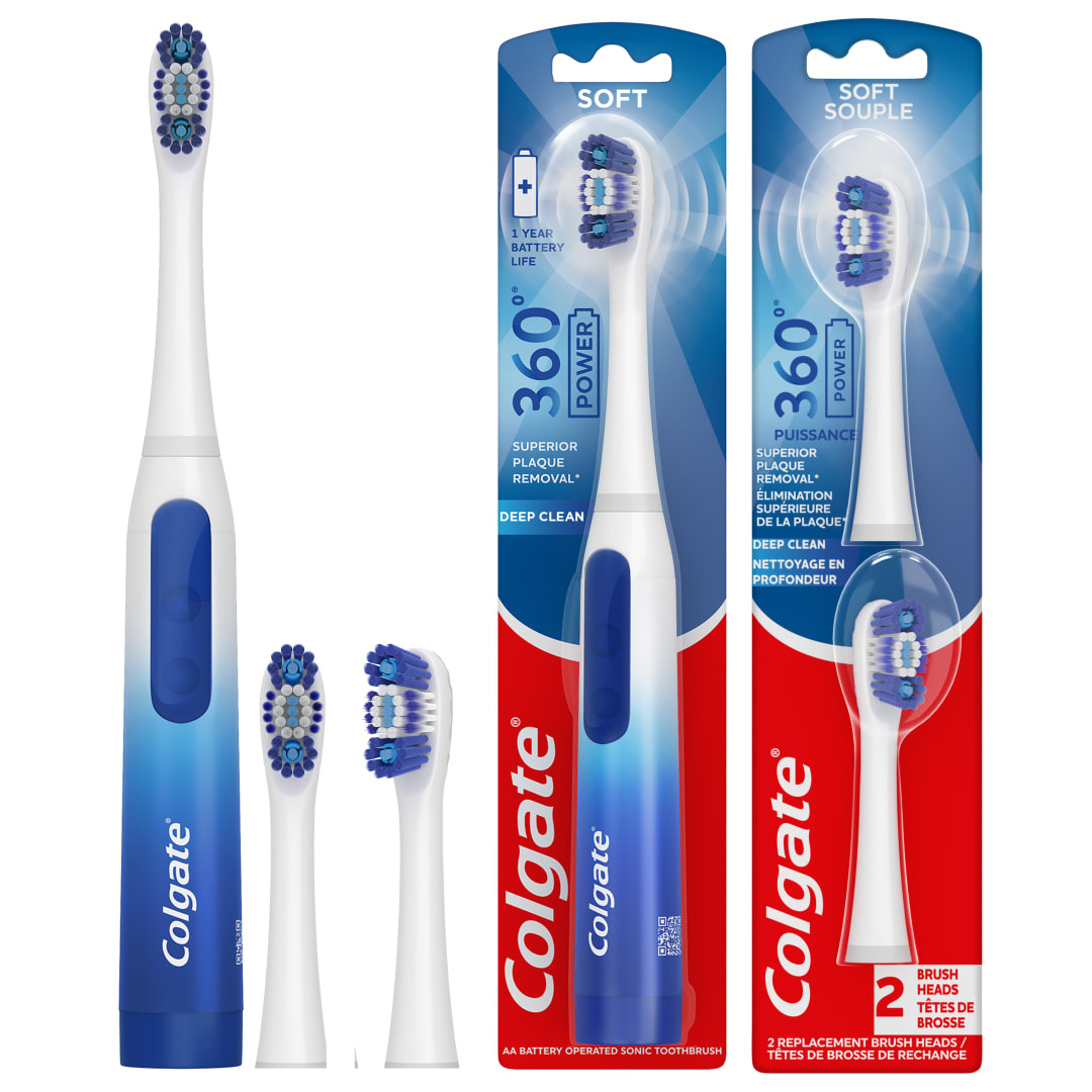 Colgate 360 Floss Tip Sonic Powered Battery Toothbrush and Floss Tip Refills