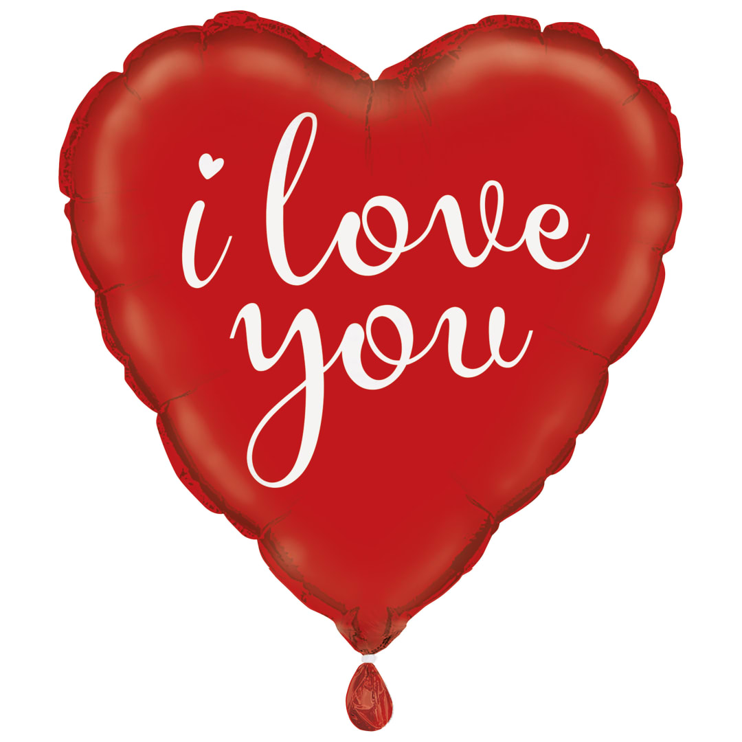 I Love You Red Heart Foil Balloon 18", Packaged