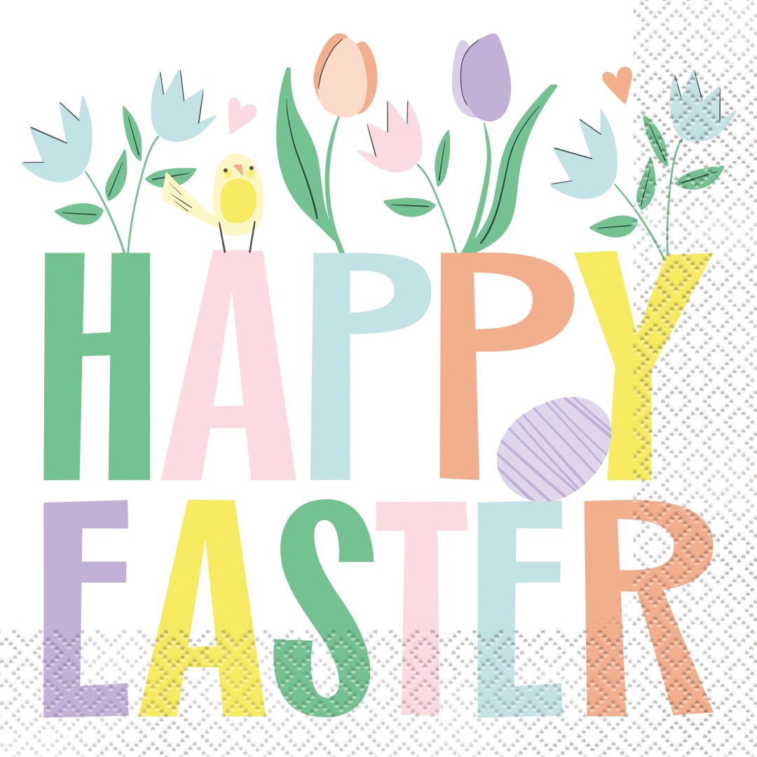 Pretty Easter "Happy Easter" Luncheon Napkins, 16ct