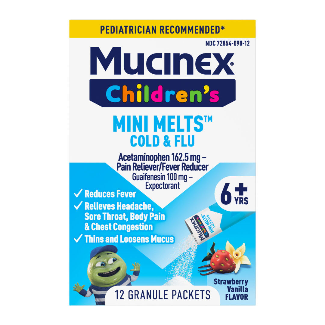 MUCINEX® Children`s Mini-Melts - Cold & Flu Strawberry Vanilla 24/12 ct.