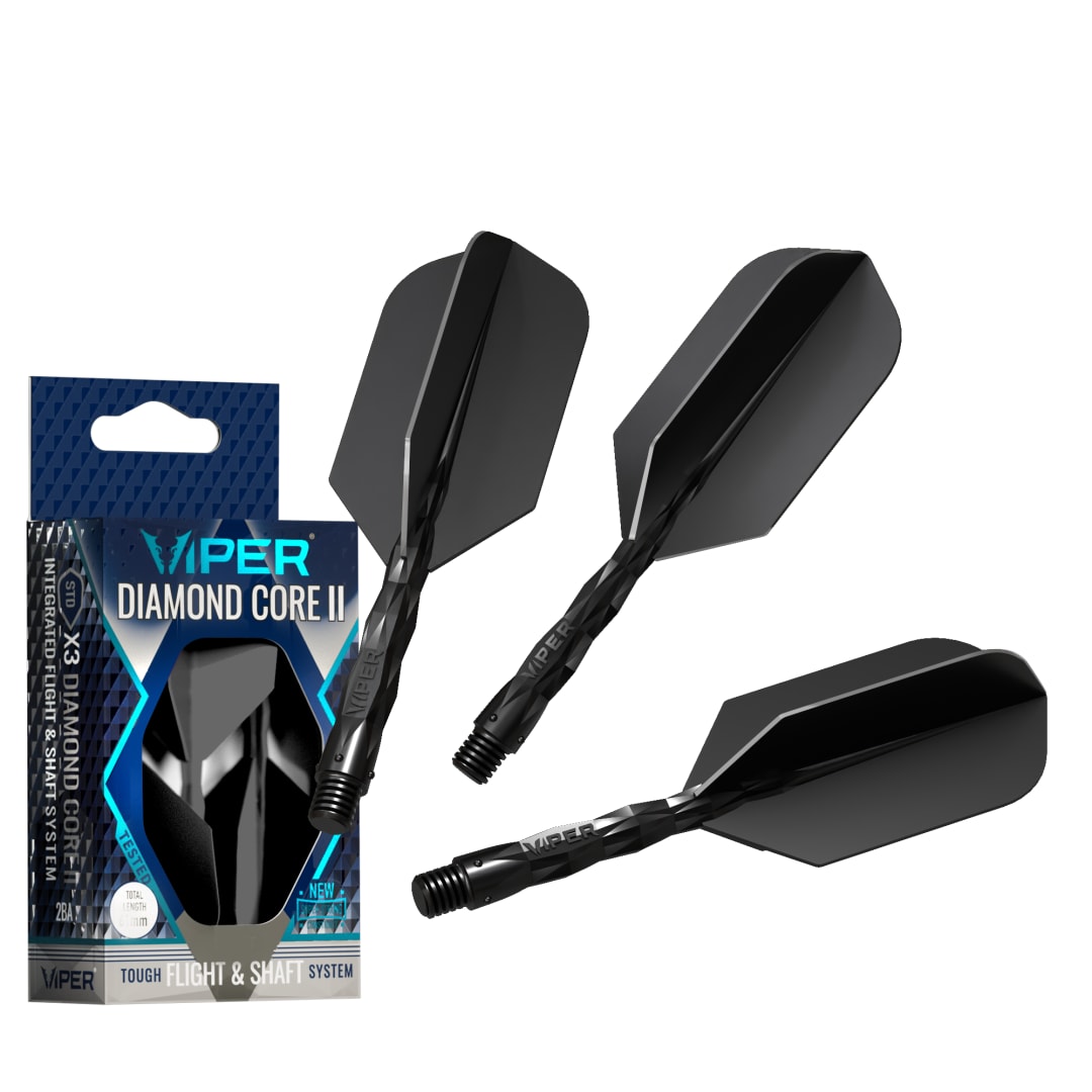 Viper Diamond Core II Integrated Dart Flight & Shaft System - InBetween Shaft, Slim Flight - Black
