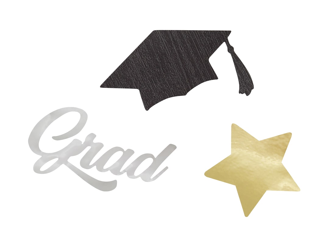 Stars &amp; Caps Graduation Jumbo Foil Confetti, .5 oz