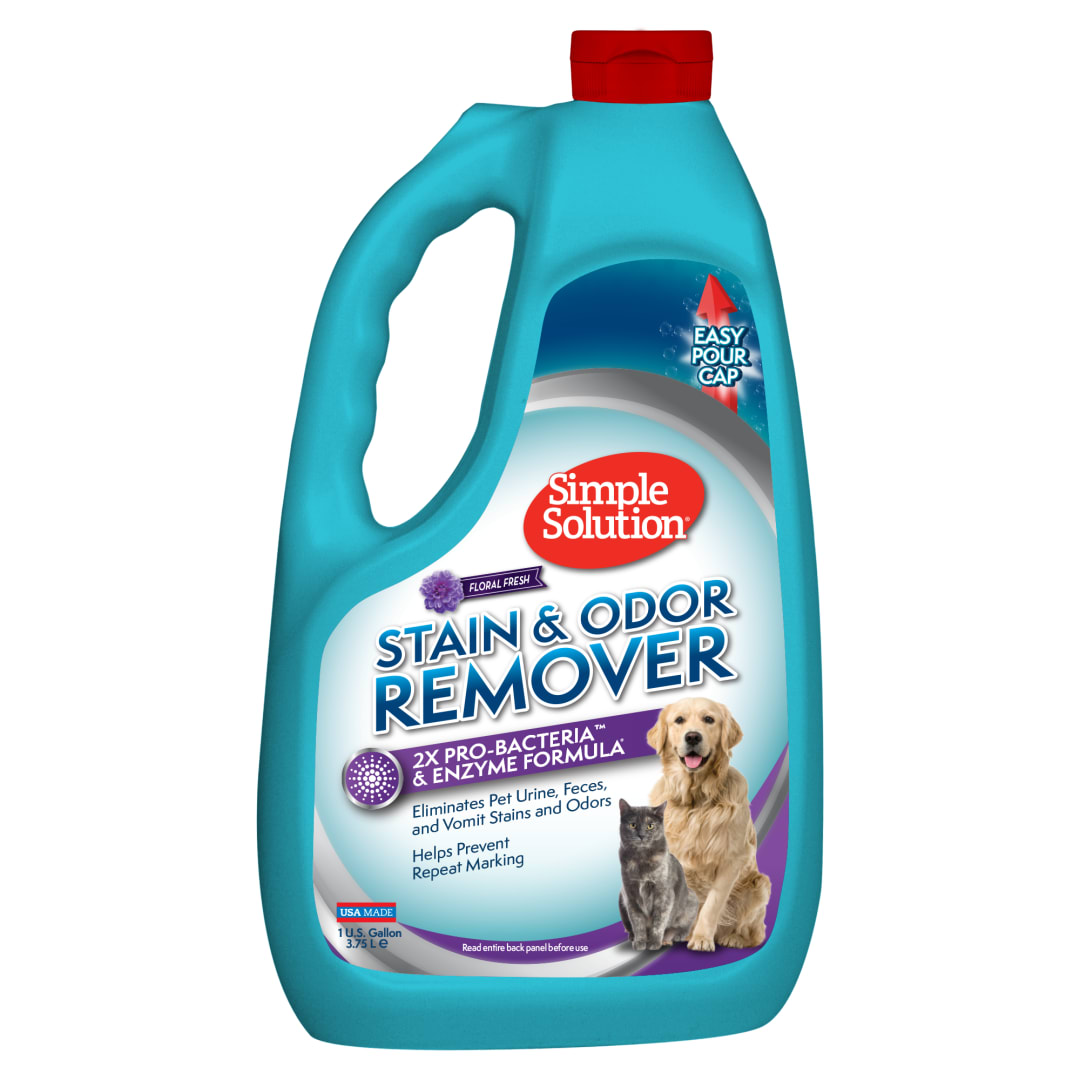 Simple Solution Pet Stain and Odor Remover | Enzymatic Cleaner with 2X Pro-Bacteria Cleaning Power | Floral Fresh, 1 Gallon