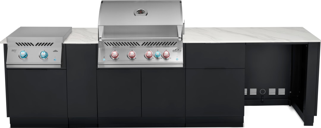 Altura™ Luxury Outdoor Kitchen Kit, Matte Black, Natural Gas, Series 32 with 18" infrared Side Burner