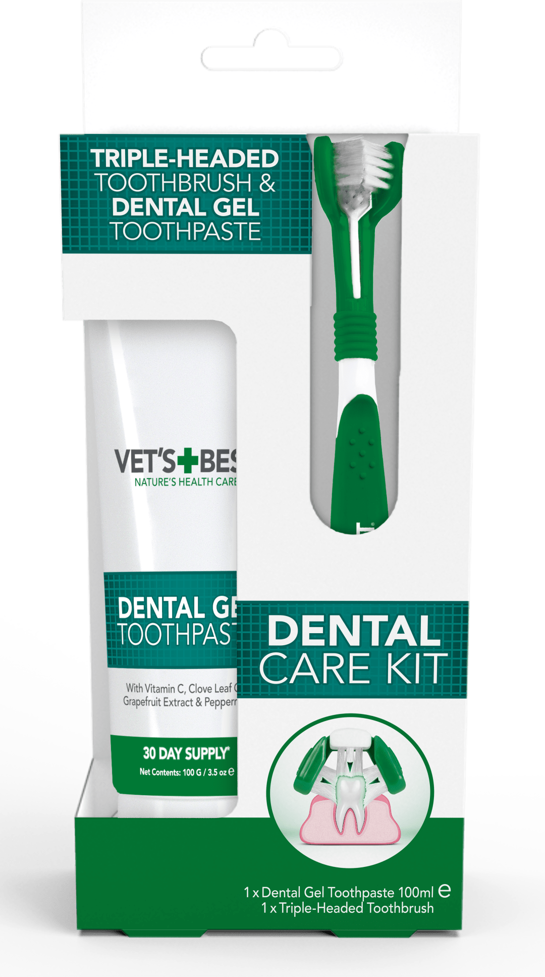 Vet's Best Dental Care Kit for Dogs - Toothbrush and Toothpaste