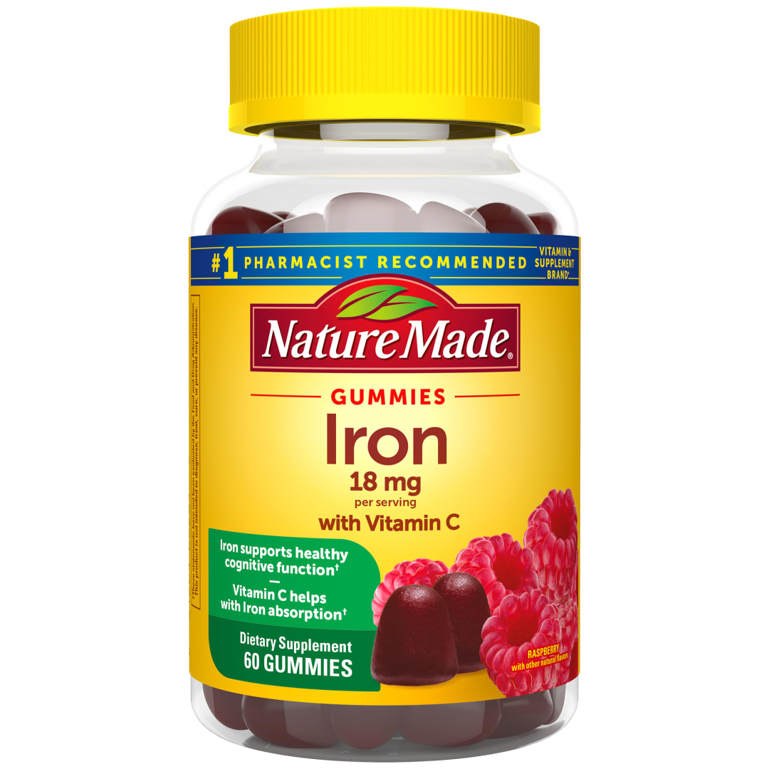 Nature Made Iron Gummies with Vitamin C - Raspberry Flavor - 60ct
