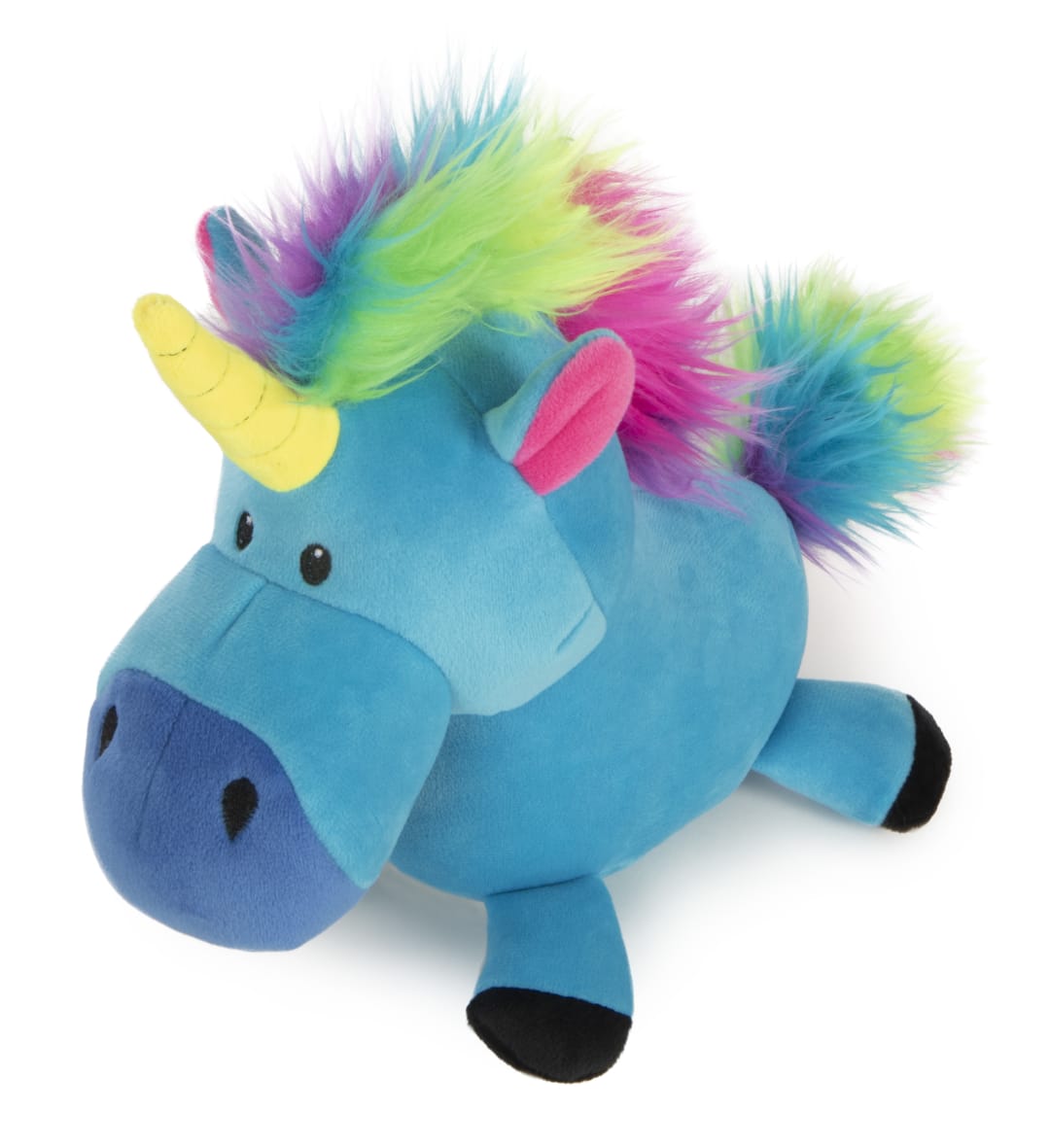 goDog Unicorns with Chew Guard Technology Durable Plush Dog Toy with Squeaker, Blue, Large