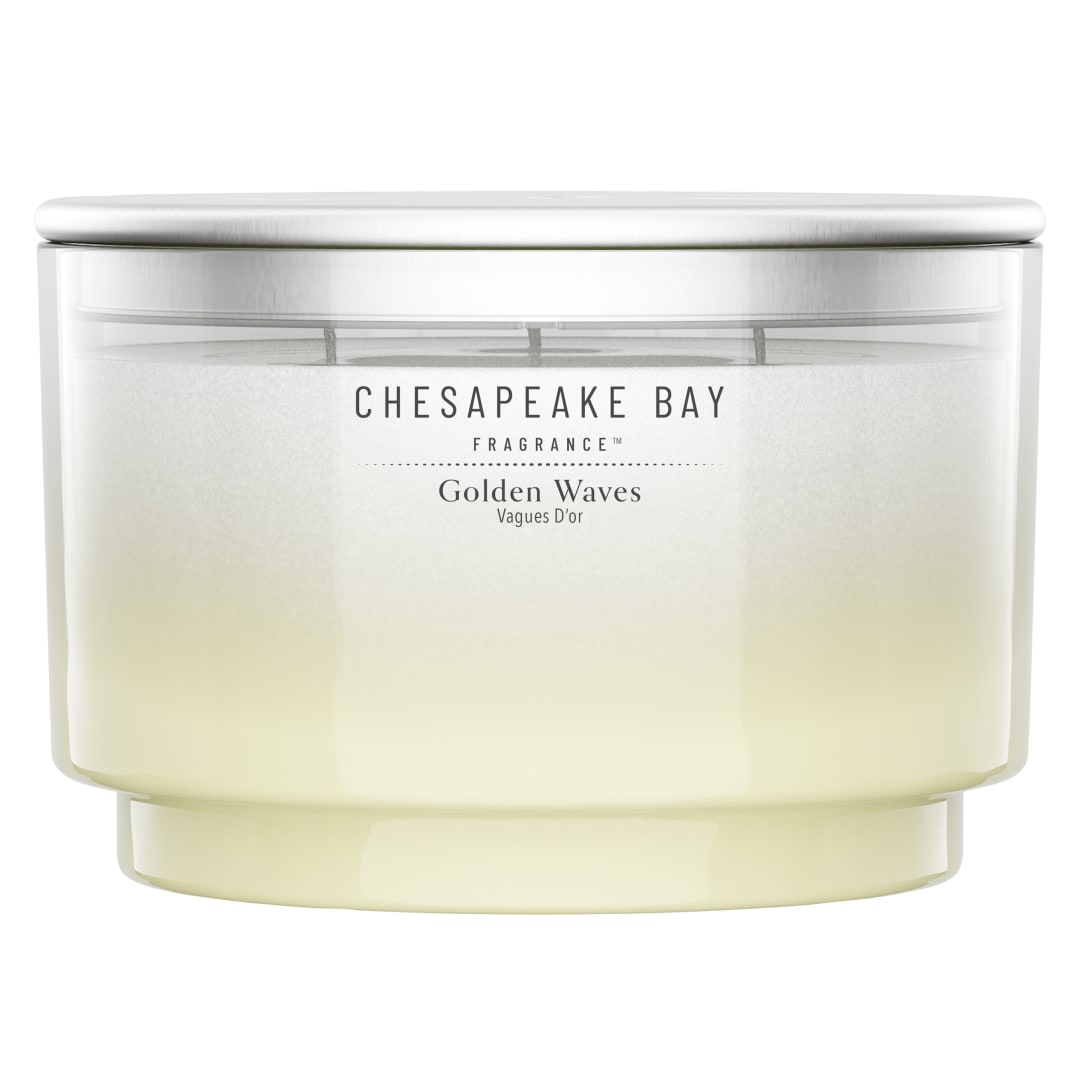 Chesapeake Bay Vela perfumada | Vela de 3 mechas | Golden Waves | Regalos perfectos para mujeres