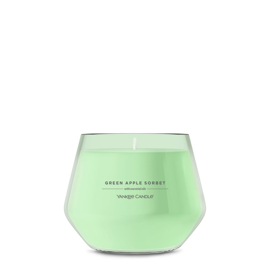 Yankee Candle Studio Scented Candle with up to 50 Hour Burn Time, Premium Plant Wax Blend for Consistent Burn, 10 oz Jar Candle with Room Filling Fragrance, Green Apple Sorbet