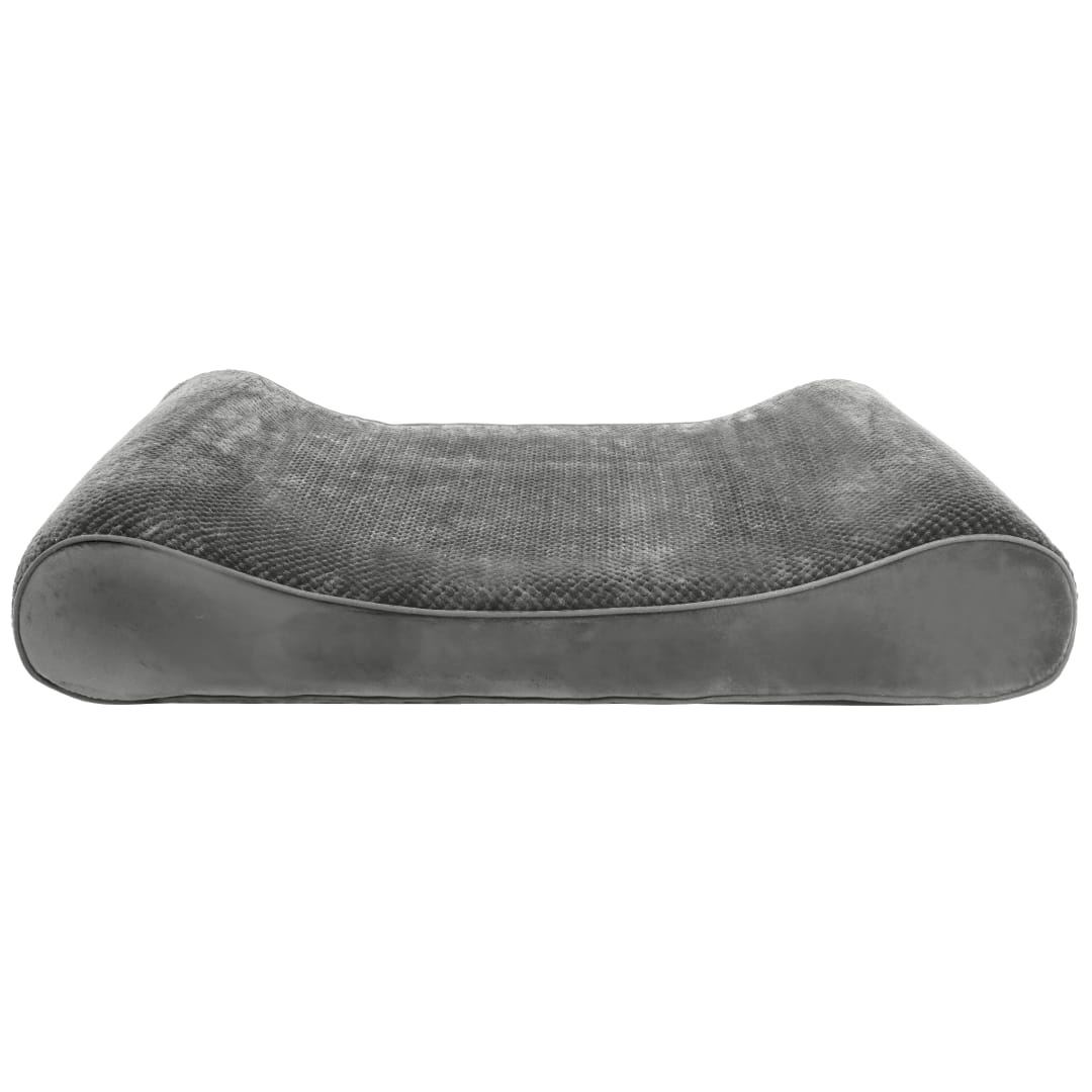 FurHaven Minky Velvet Orthopedic Luxe Lounger, Gray, JumboPlus